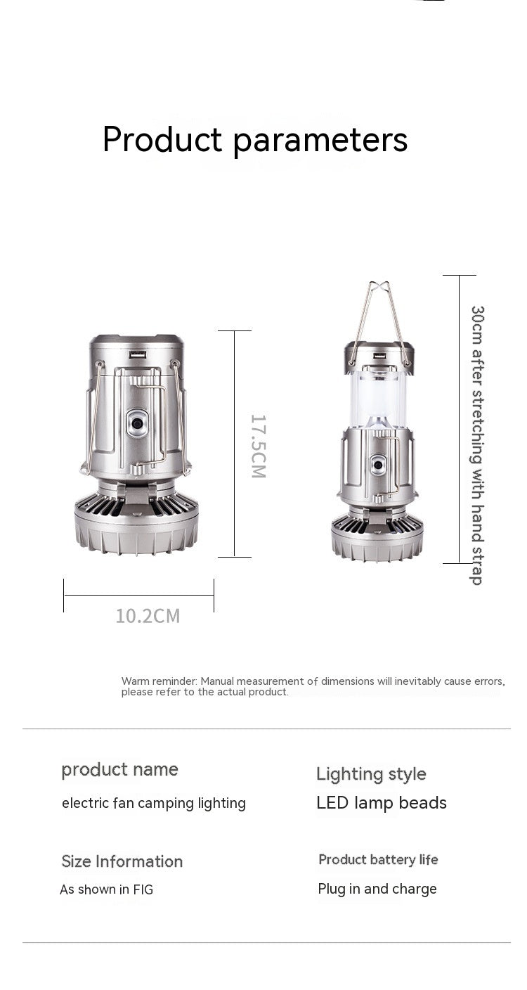 6 In 1 Portable Outdoor LED Camping Lantern With Fan