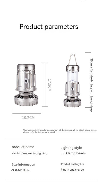 6 In 1 Portable Outdoor LED Camping Lantern With Fan