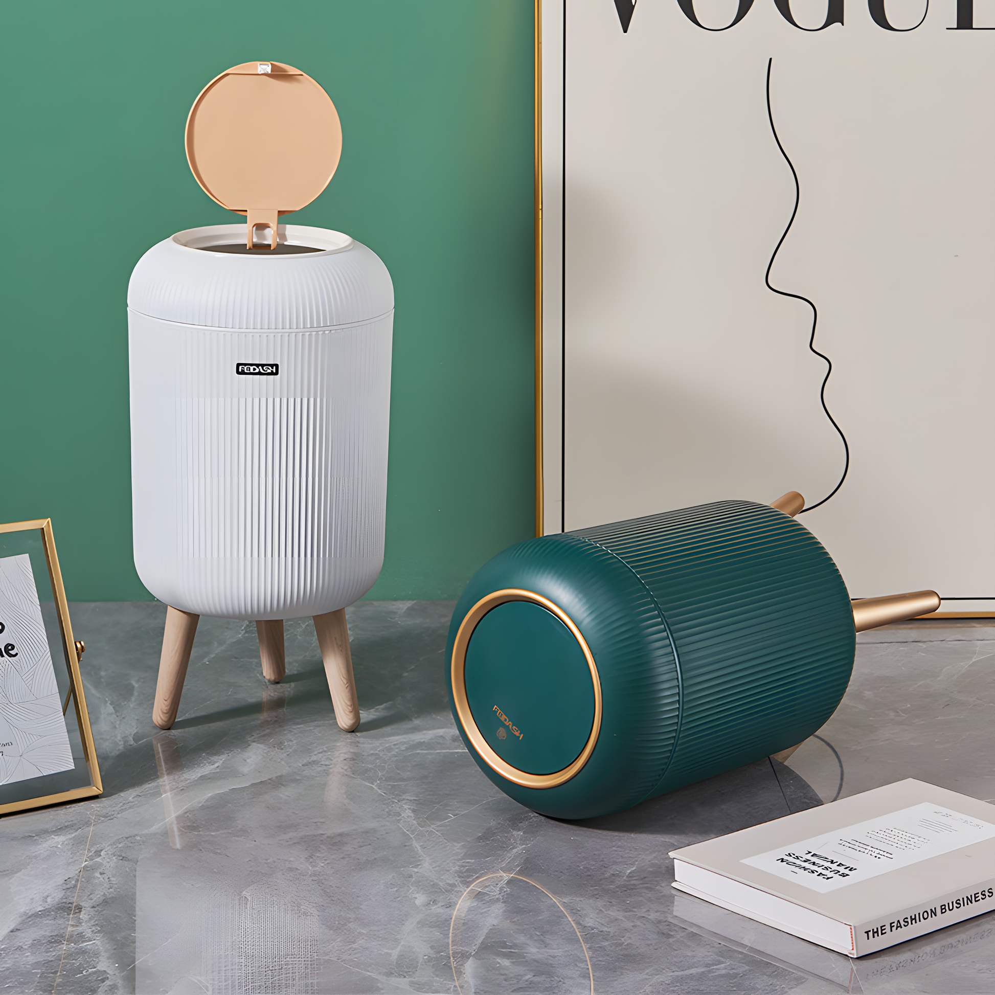 NeoBin – Smart Sensor Trash Bin|Two cylindrical trash bins